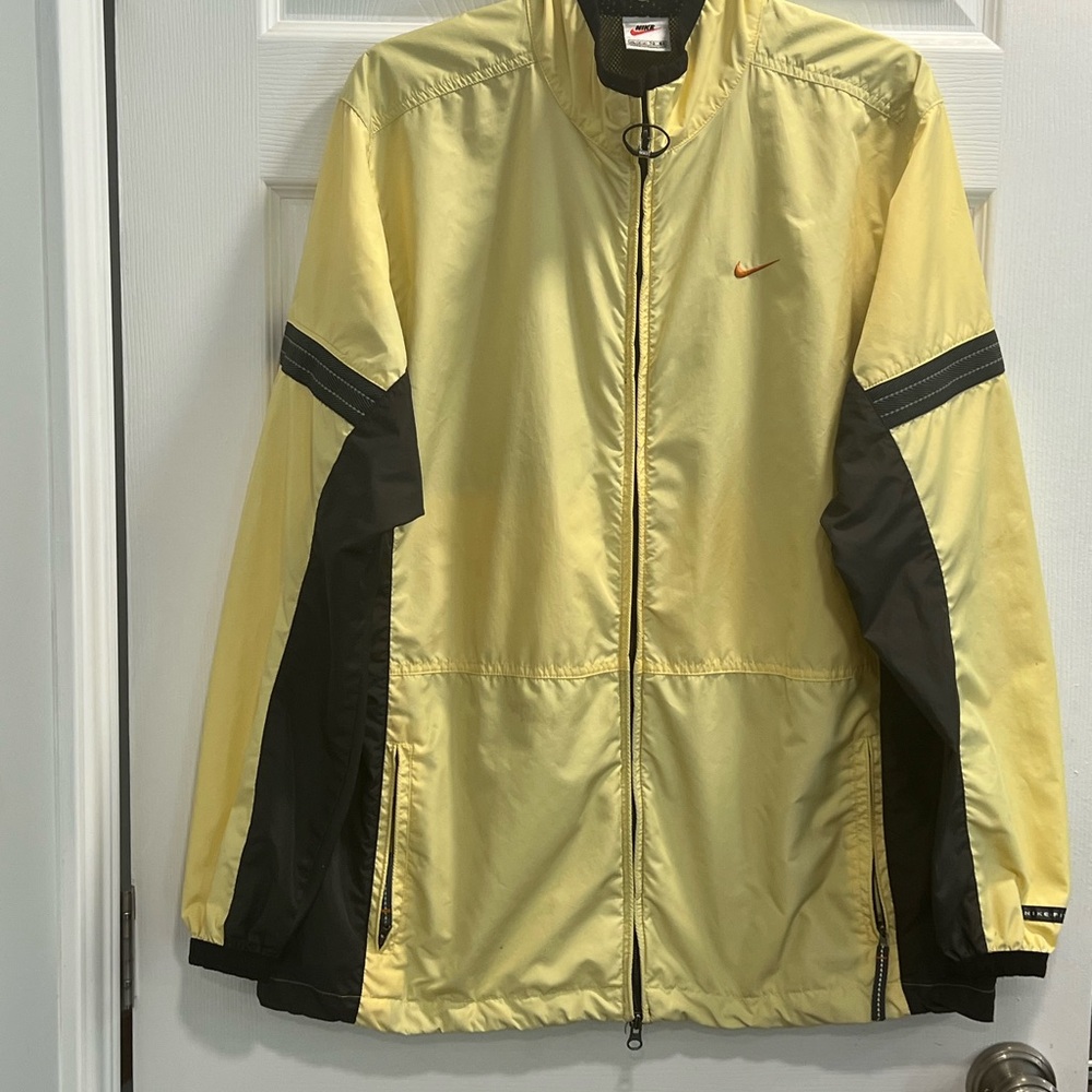 Nike Vintage 90s Rain Track Jacket Windbreaker Yellow